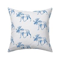 Moose Calligram blue on white