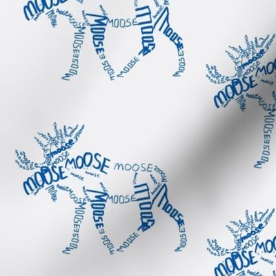 Moose Calligram blue on white