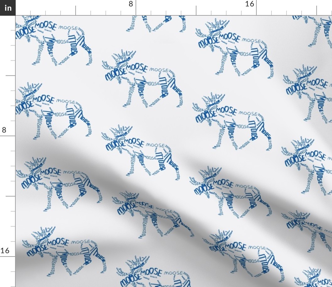 Moose Calligram blue on white