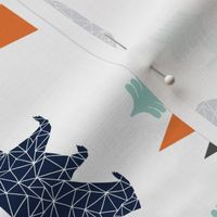 forest bear // boy nursery boys baby orange mint navy blue geometric bear mountains trees railroad