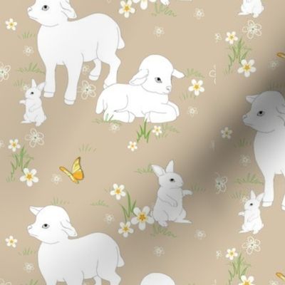 Spring Lambs and Bunnys - Brown