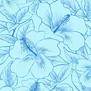 Hibiscus Sketch Aqua 150