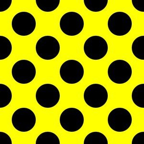 One Inch Close Black Polka Dots on Yellow