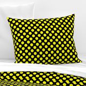 One Inch Close Yellow Polka Dots on Black