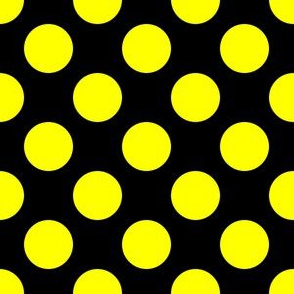One Inch Close Yellow Polka Dots on Black