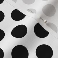 One Inch Close Black Polka Dots on White