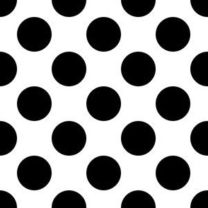 One Inch Close Black Polka Dots on White