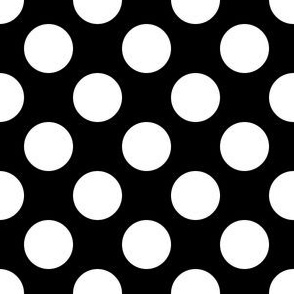 One Inch Close White Polka Dots on Black