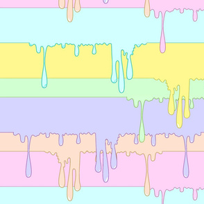 Runny Rainbow_horizontal dripping paint multicoloured pastel candy stripes rows