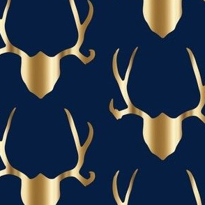Gold antlers on navy deer antlers longhorns