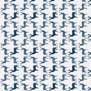 Navy Blue Meadow Deer on White SMALL SCALE-ed