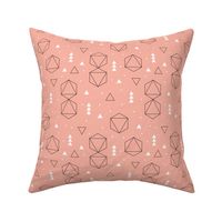 Pastels and black and white geometric scandinavian style abstract fabric triangle coral peach
