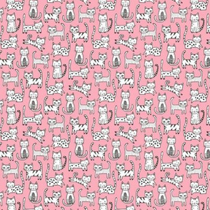 Cats on Pink Tiny Small