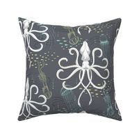 LARGE Ghostly Squid Damask