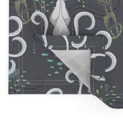 LARGE Ghostly Squid Damask