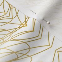 Gold Loops on White Gold Ogee Wallpaper