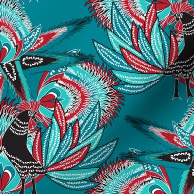 Rooster on turquoise 