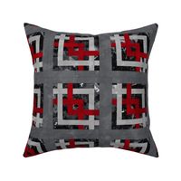 Fill A Yard Carpenters Square Quilt Block 6in Red Grey Black