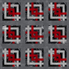 Fill A Yard Carpenters Square Quilt Block 6in Red Grey Black