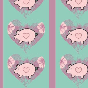 Pigs Flowers and Hearts