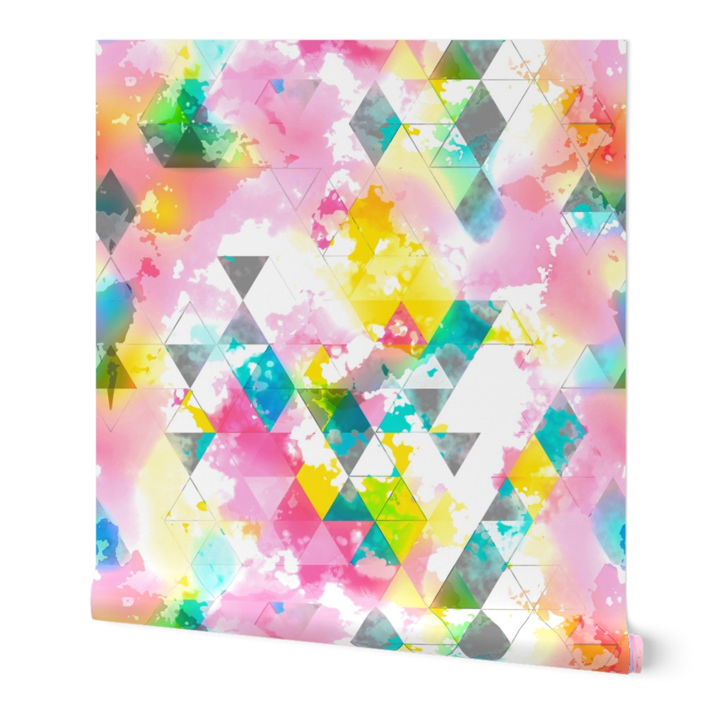 Rainbow Multi Color Triangles Watercolor