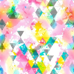 Rainbow Multi Color Triangles Watercolor