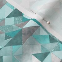 Watercolor Triangles Squares Geometric Mint Green