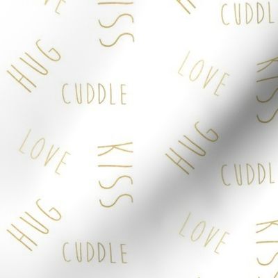 love hug kiss cuddle in shiny gold