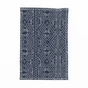 African mud cloth mudcloth tribal white on blue