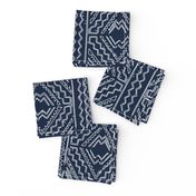 African mud cloth mudcloth tribal white on blue