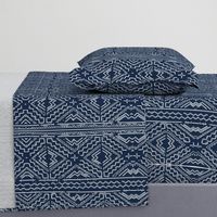 African mud cloth mudcloth tribal white on blue