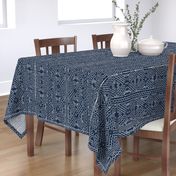 African mud cloth mudcloth tribal white on blue