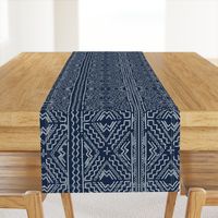 African mud cloth mudcloth tribal white on blue