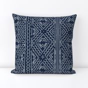 African mud cloth mudcloth tribal white on blue