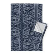 African mud cloth mudcloth tribal white on blue