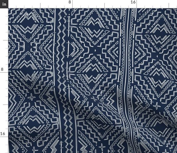 African mud cloth mudcloth tribal white - Spoonflower
