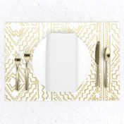Mud cloth in gold on white medium size