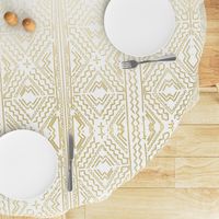 Mud cloth in gold on white medium size