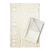 Mud cloth in gold on white medium size