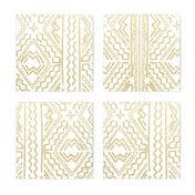 Mud cloth in gold on white medium size