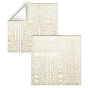 Mud cloth in gold on white medium size