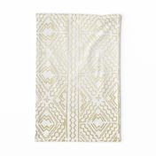 Mud cloth in gold on white medium size