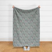 Seahorses Green Mint on grey