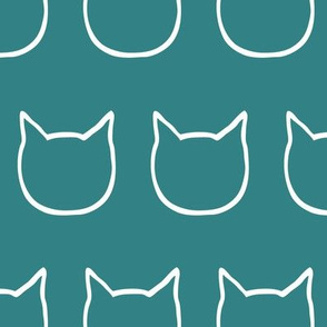 cat outline - teal