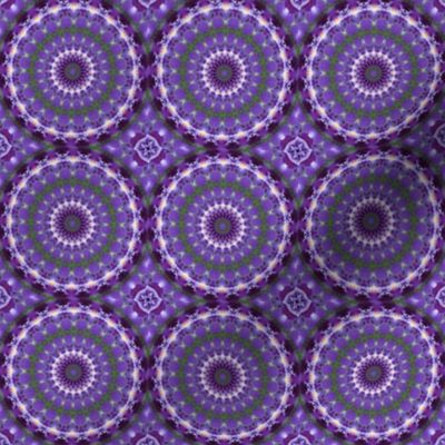  Purple kaleidoscope Mandala with yellow and green