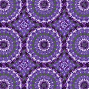  Purple kaleidoscope Mandala with yellow and green