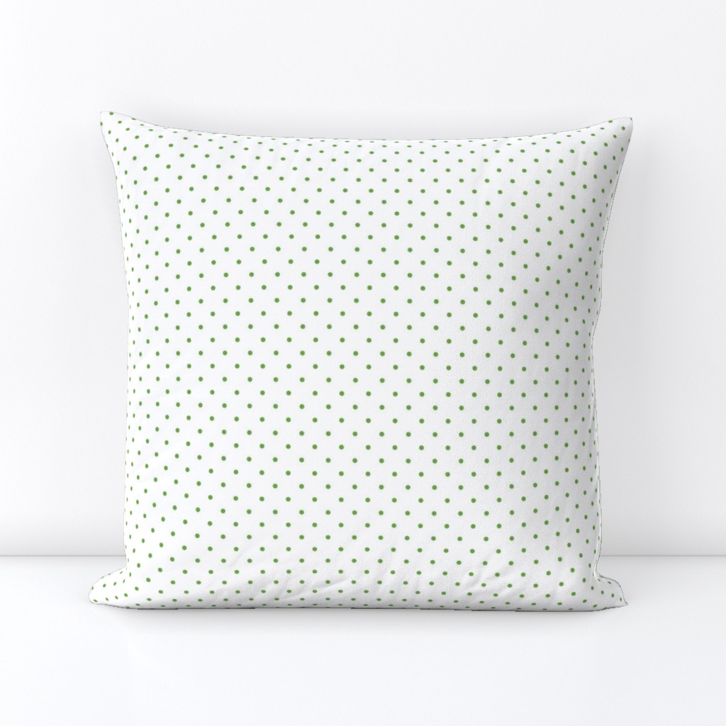 Green Polka Dots - White