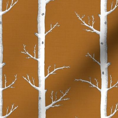 Birch Tree Forest in Rust Orange