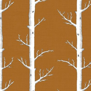 Birch Tree Forest in Rust Orange