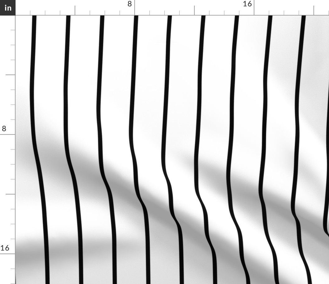Wide Stripes Black on White Vertical